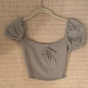 Elegant Blue Puff Sleeve Top